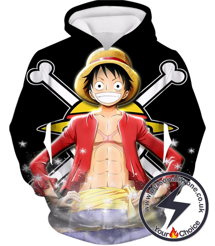 One Piece One Piece Straw Hat Pirates Monkey D Luffy Promo Black Hoodie