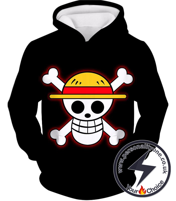 One Piece Pirate Crew Straw Hat Logo Cool Black Hoodie