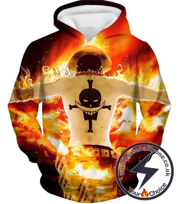 One Piece Whitebeard Pirates 2nd Division Commander Portgas D Ace Cool Action Hoodie