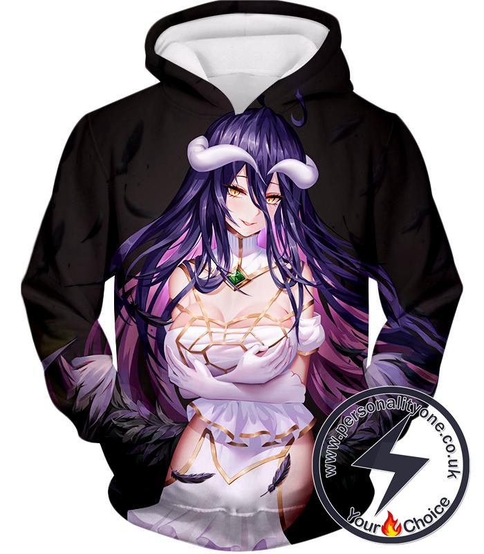 Overlord Amazing Guardian Supervisor Albedo the White Devil Cute Promo Black Hoodie