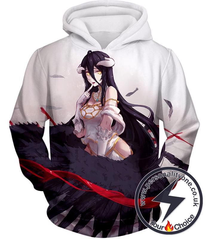 Overlord Black Winged Beauty Guardian Albedo Cool Anime White Hoodie