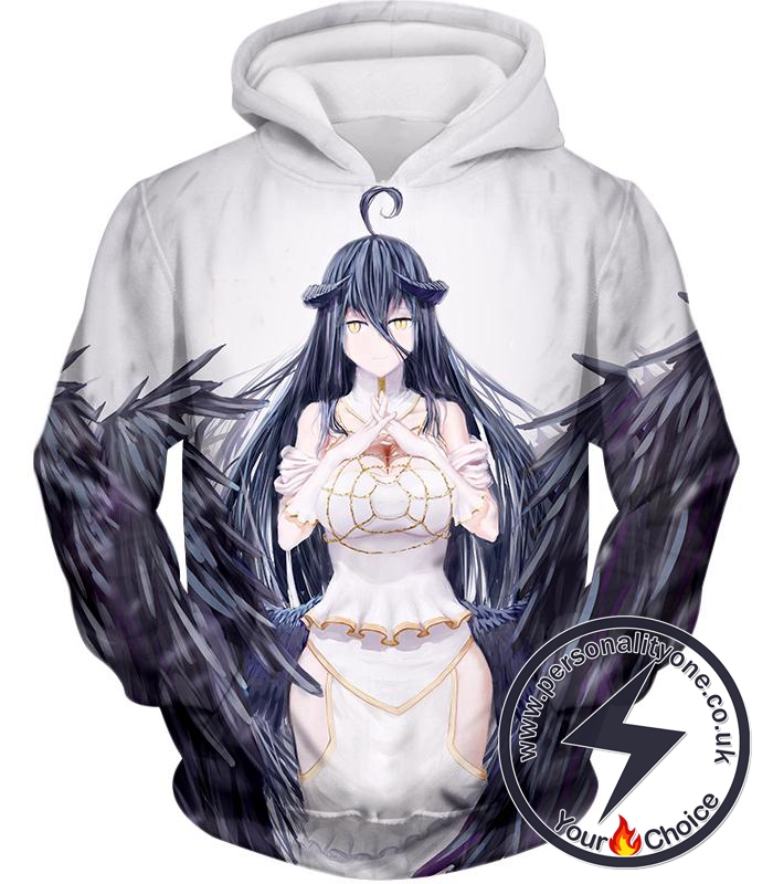 Overlord Powerful NPC Albedo the Pure White Devil Beautiful Anime White Hoodie