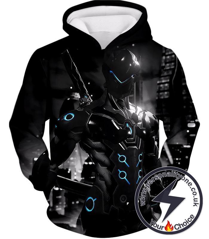 Overwatch Awesome Overwatch Agent Cyborg Genji Black Action Hoodie