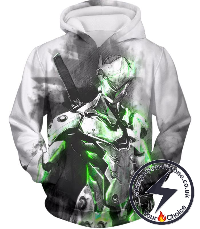 Overwatch Favourite Overwatch Agent Genji the Cyborg Ninja Cool White Hoodie