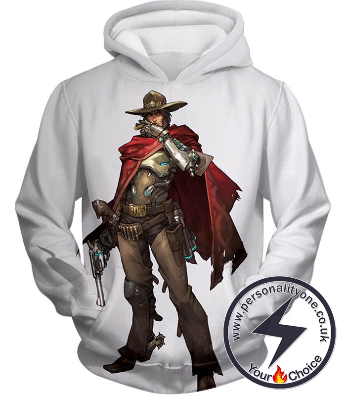 Overwatch Super Cool Gun Slinger McCree White Hoodie