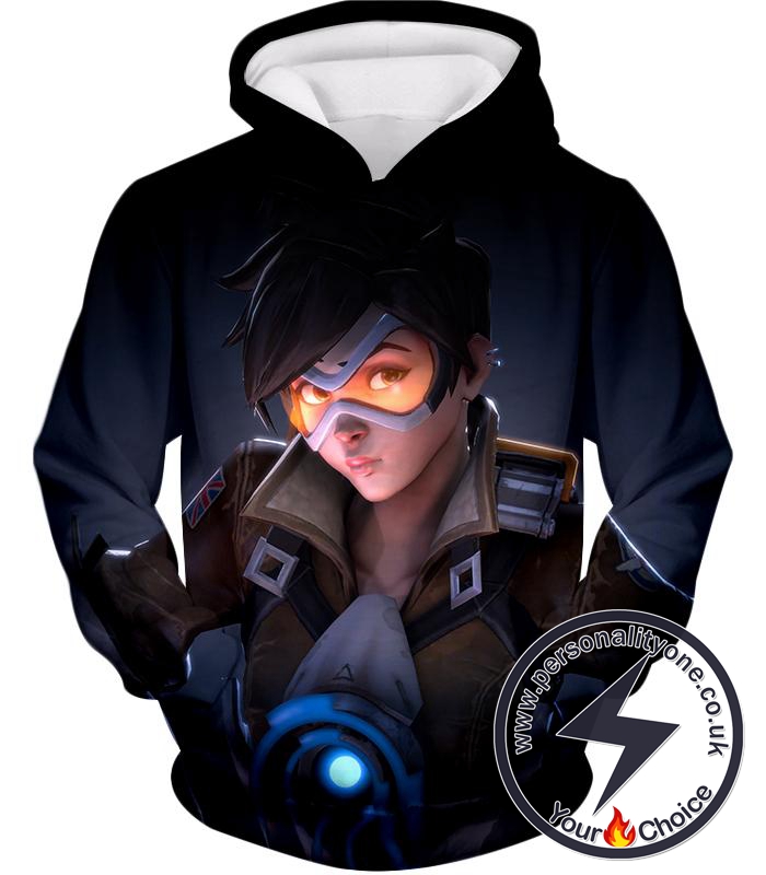 Overwatch Time Traveling Overwatch Agent Tracer Cool Black Hoodie