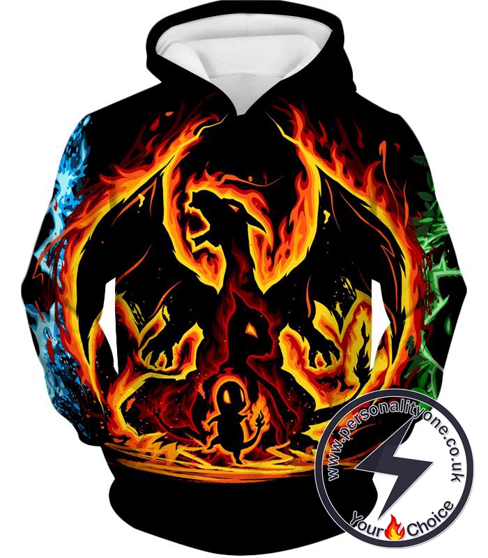 Pokemon Amazing Fire Type Charmander Evolution Tree Hoodie