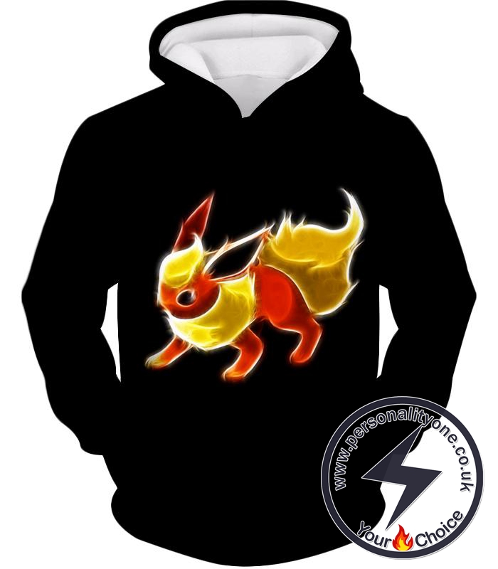 Pokemon Awesome Fire Type Eevee Evolution Flareon Cool Black Hoodie