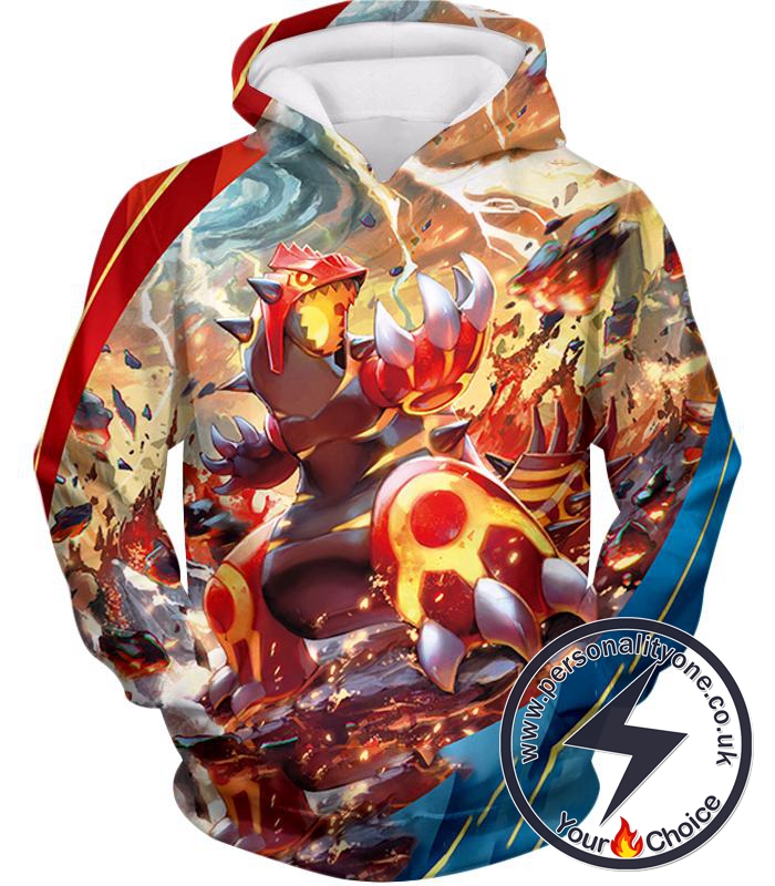 Pokemon Awesome Pokemon Legendary Red Blazing Groudon Action Hoodie