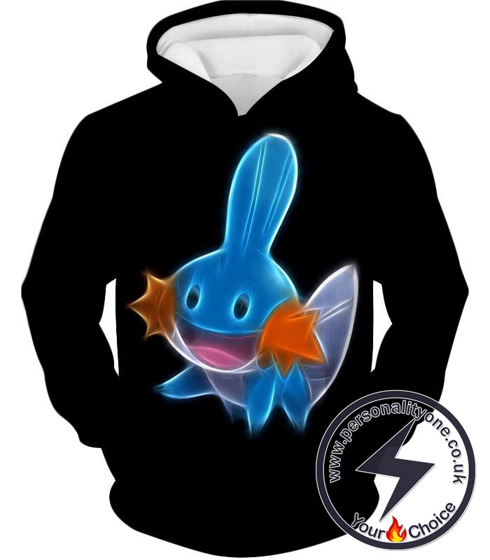 Pokemon Cute Water Type Pokemon Mudkip Cool Black Hoodie