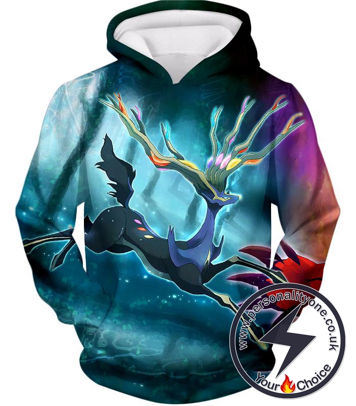 Pokemon Super Cool Fairy Rock Pokemon Xerneas Action Hoodie