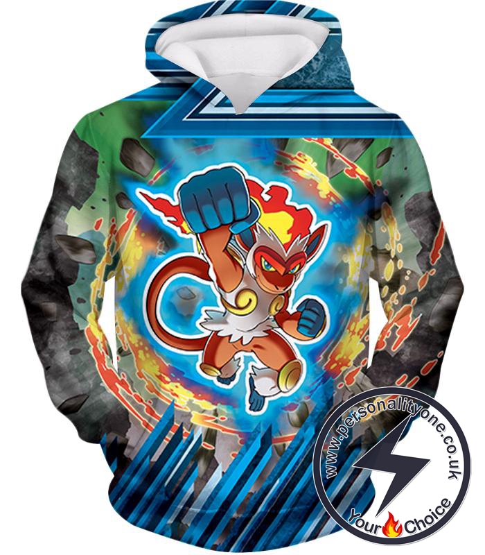 Pokemon Super Cool Flame Pokemon Infernape Amazing Action Hoodie