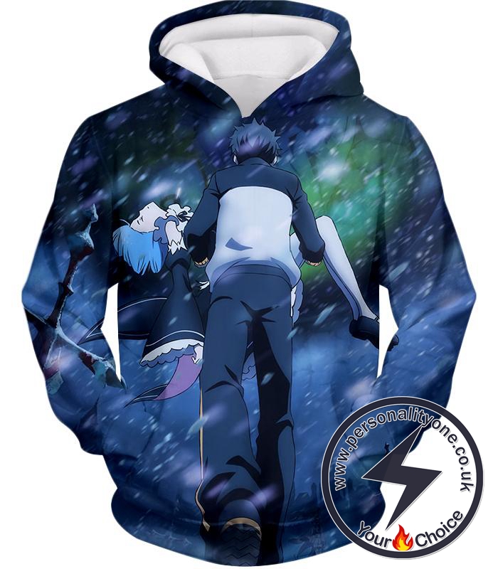 Re:Zero Awesome Re:Zero Subaru and Rem Action Anime Hoodie