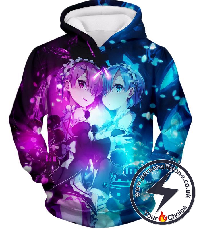 Re:Zero Beautiful Anime Twin Maids Ram and Rem Lovely Hoodie