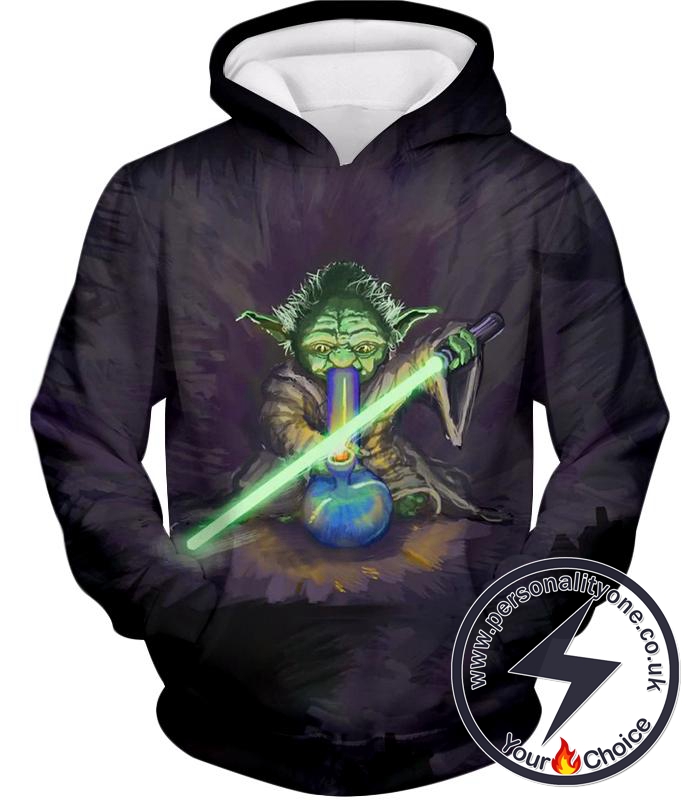 Star Wars Legendary Jedi Master Yoda Cool Animation Black Hoodie