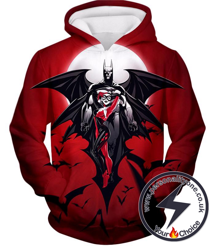 Super Cool Batman x Harlequin Animated Awesome Red Hoodie