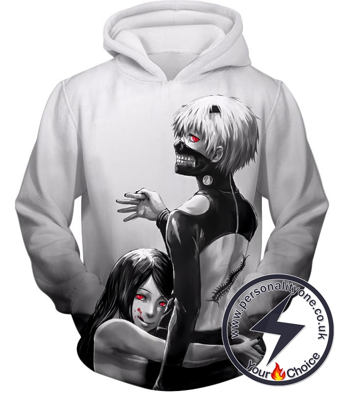 Tokyo Ghoul Tokyo Ghoul Black and White Cool Ken Kaneki Animation Hoodie