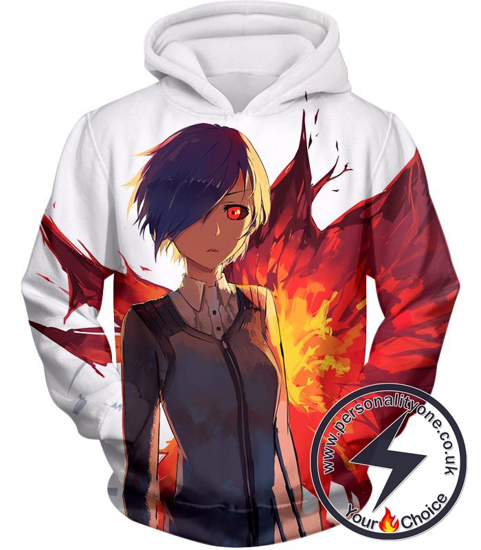 Tokyo Ghoul Touka Kirishima Kagune Wings White Hoodie