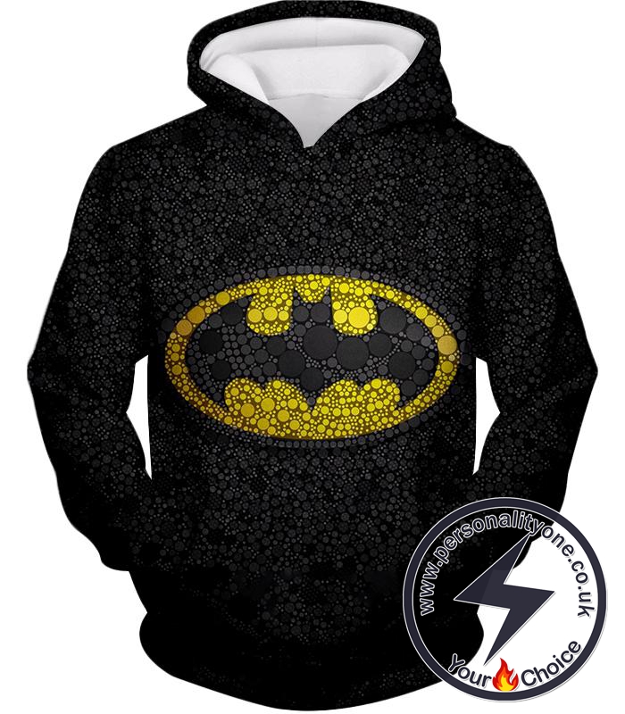 Unique Batman Justice Symbol Promo Dotted Black Hoodie