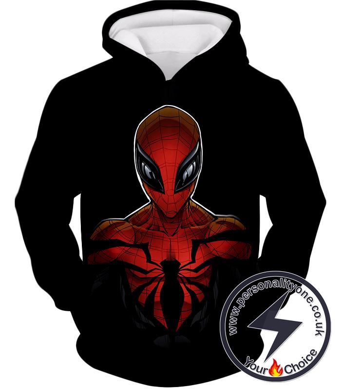 Wall Crawling Superhero Spiderman Animated Black Hoodie