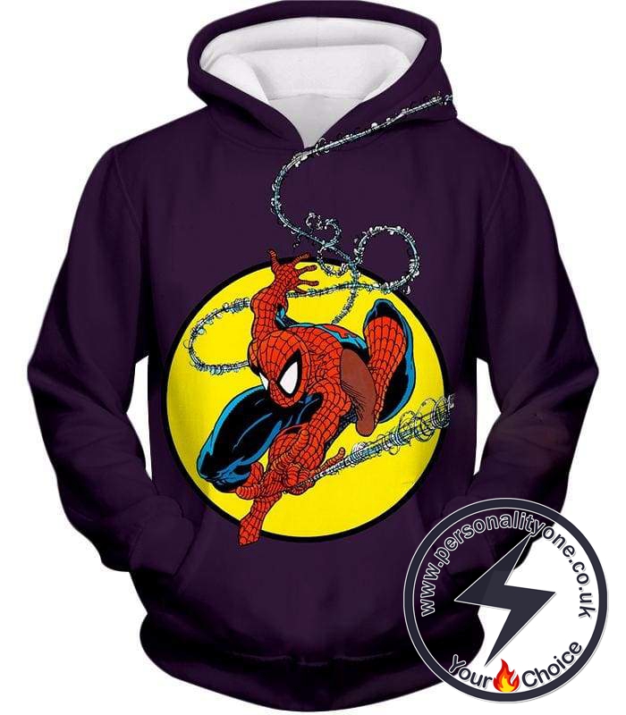 Web Shooting Animated Hero Spiderman Purple Hoodie