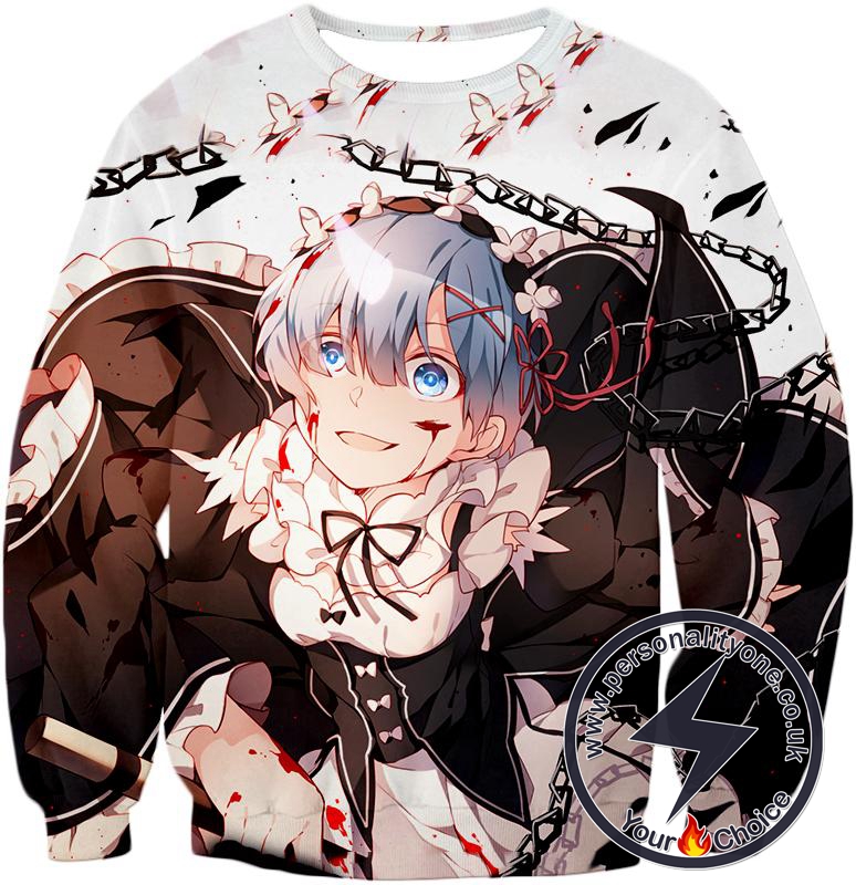 rezero anime girl maid rem blood action sweatshirt  anime