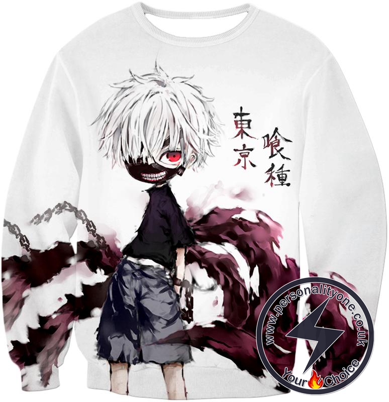 Tokyo Ghoul Very Cool Ken Kaneki Anime Action Art Promo White Sweatshirt Anime Custom Hoodies Jacket