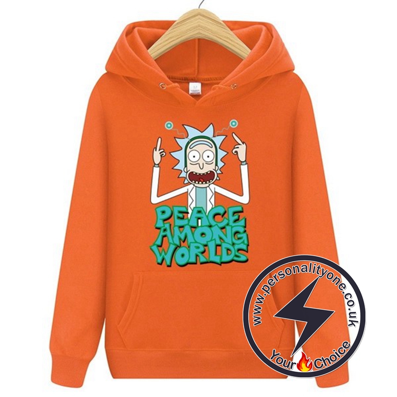 New Peace Among Worlds Rick And Morty Hoodies Orange