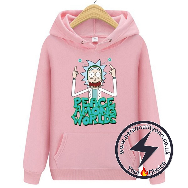 New Peace Among Worlds Rick And Morty Hoodies Pink