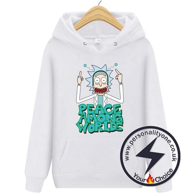 New Peace Among Worlds Rick And Morty Hoodies white