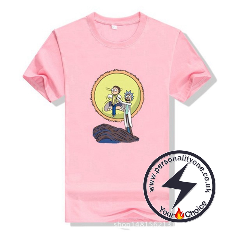 New Arrival Rick And Morty Men T-shirt Pink