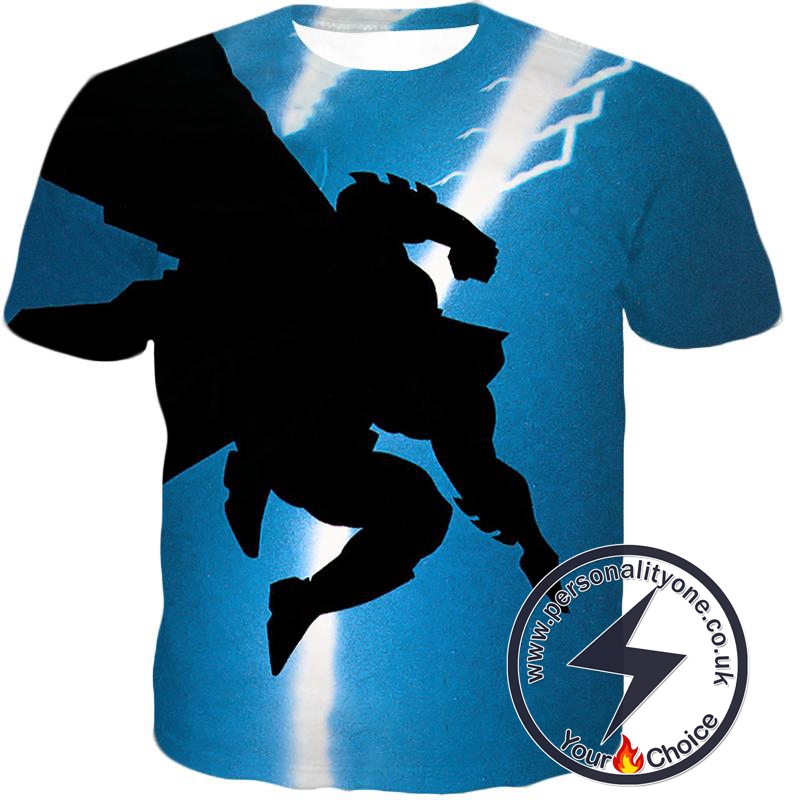 Amazing Action Batman Awesome Shadow Print Blue T-Shirt