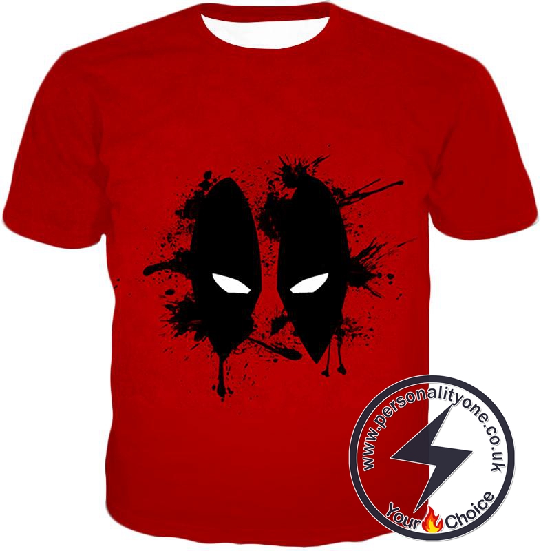 Amazing Red Deadpool Masked Patterned Promo T-Shirt