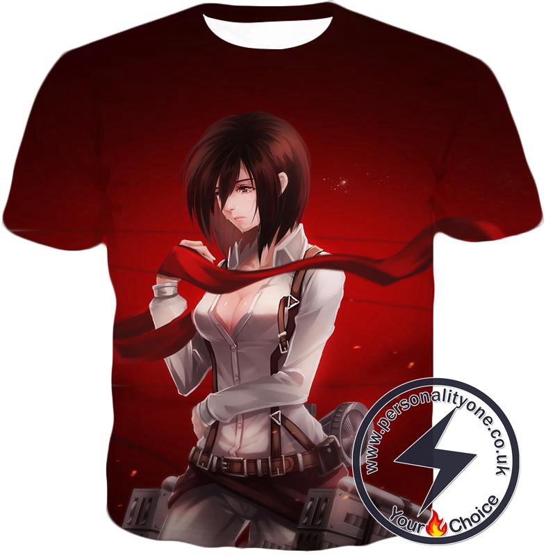 Attack on Titan Beautiful Mikasa Ackerman Red T-Shirt