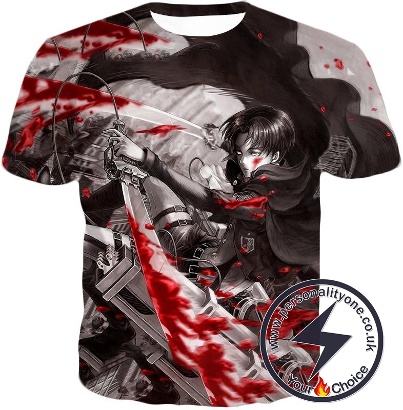 Attack on Titan Captain Levi Black and white Themed T-Shirt