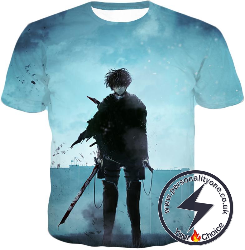 Attack on Titan Deadly Fighter Captain Levi Blue T-Shirt