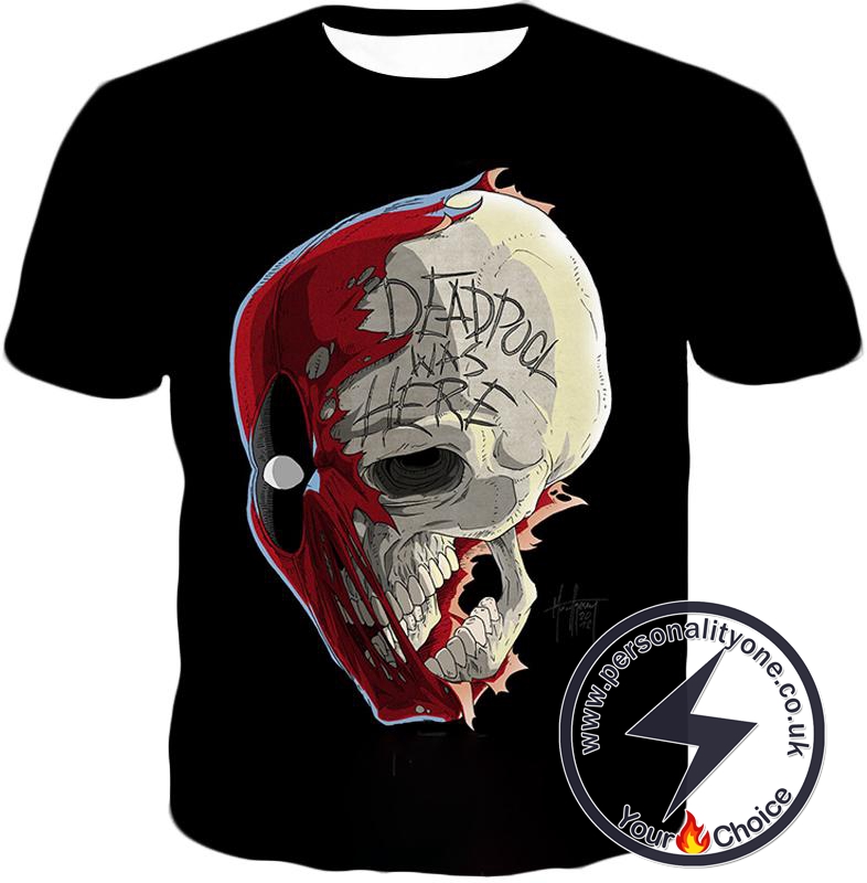 Awesome Deadpool Skull Promo Cool Black T-Shirt