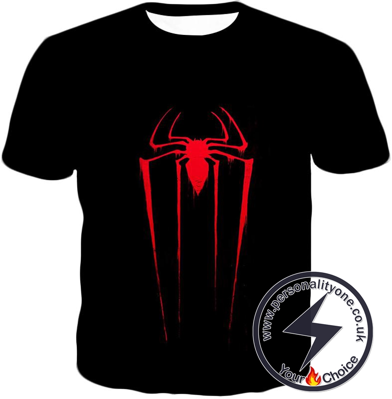 Blood Red Spiderman Logo Black T-Shirt