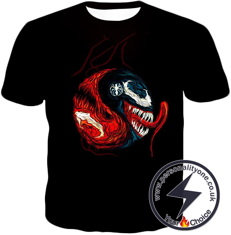 Carnage X Venom Crazy Fan Art Black T-Shirt