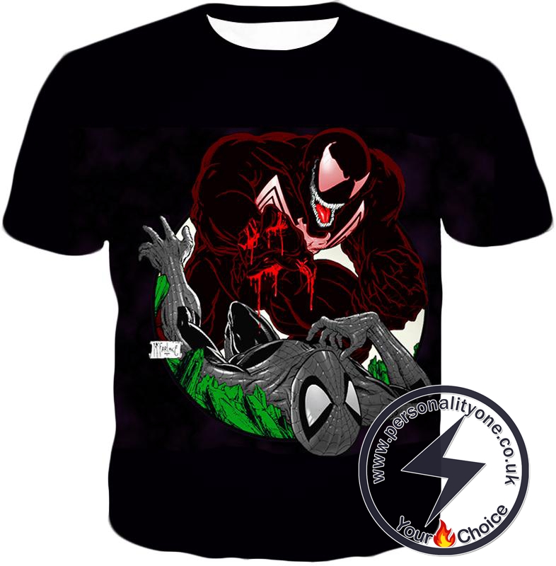 Cool Carnage Vs Black Spiderman Black Action T-Shirt