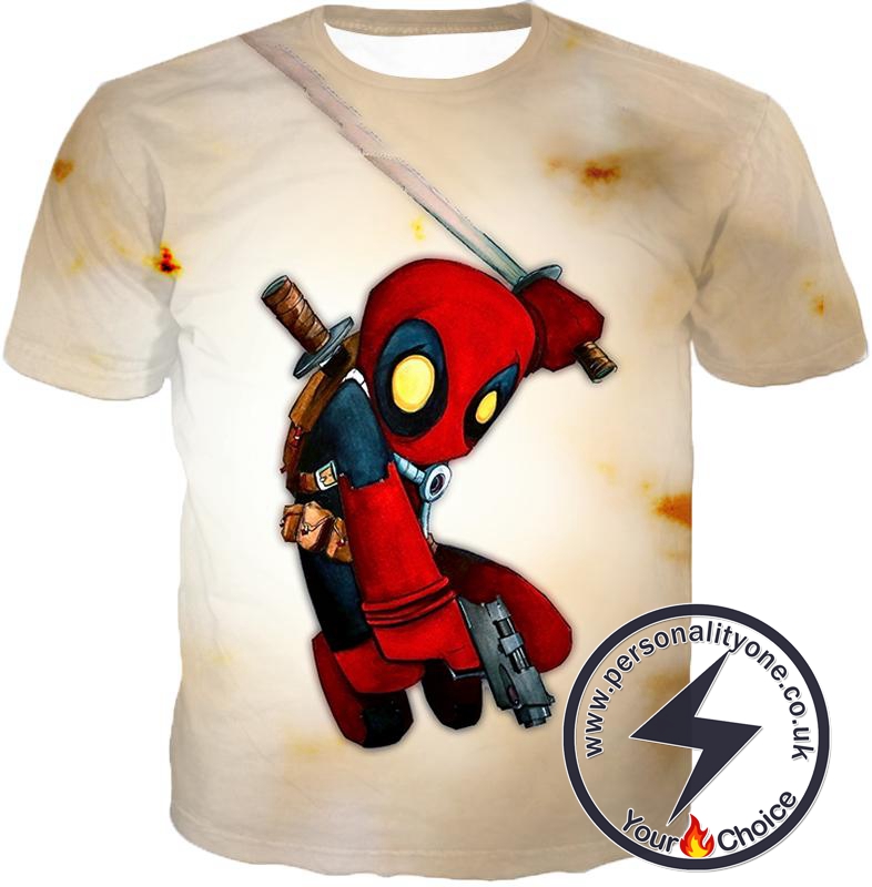 Cool Deadpool Funny Figure Action White T-Shirt