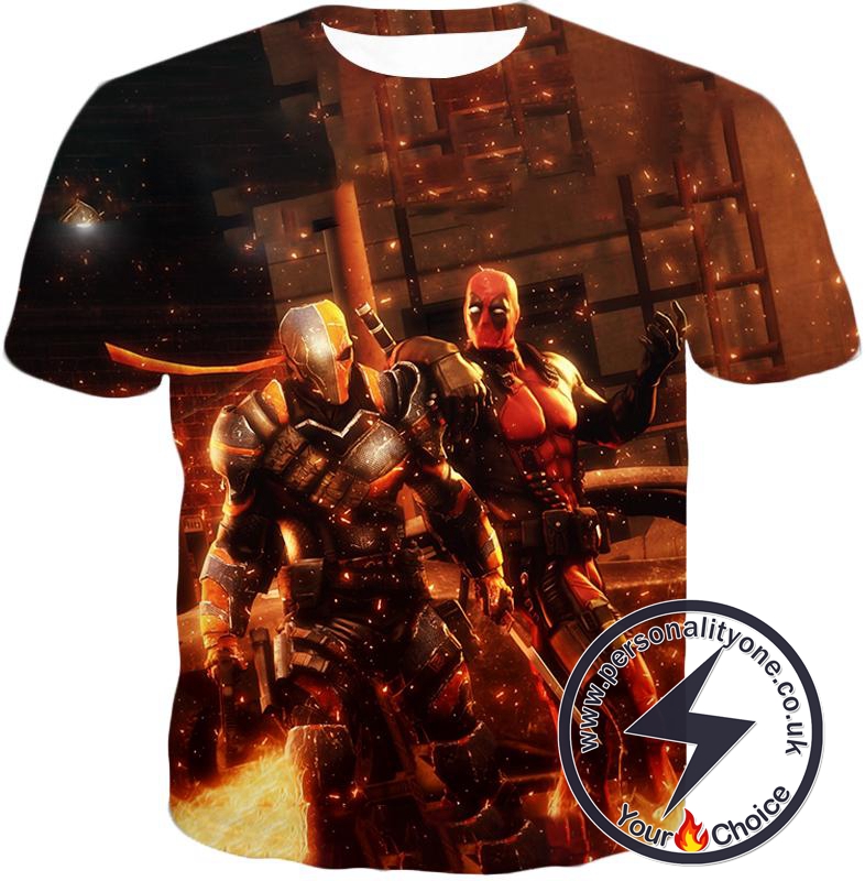 Cool Deadpool and Deathstroke Super Fan Art T-Shirt