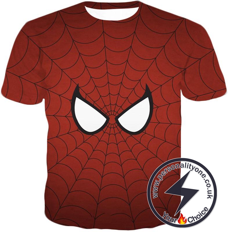 Cool Spider Net Patterned Spidey Eyes Red T-Shirt