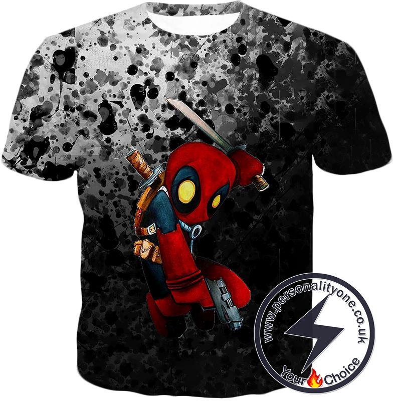 Deadpool Funny Figure Promo Black T-Shirt