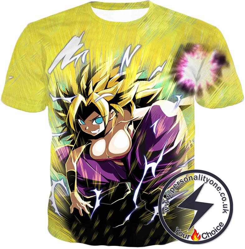 Dragon Ball Super Awesome Action Hero Caulifla Super Saiyan 3 Cool Anime Graphic T-Shirt