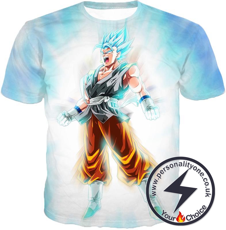 Dragon Ball Super Awesome Fusion Hero Vegito Super Saiyan Blue Action White T-Shirt