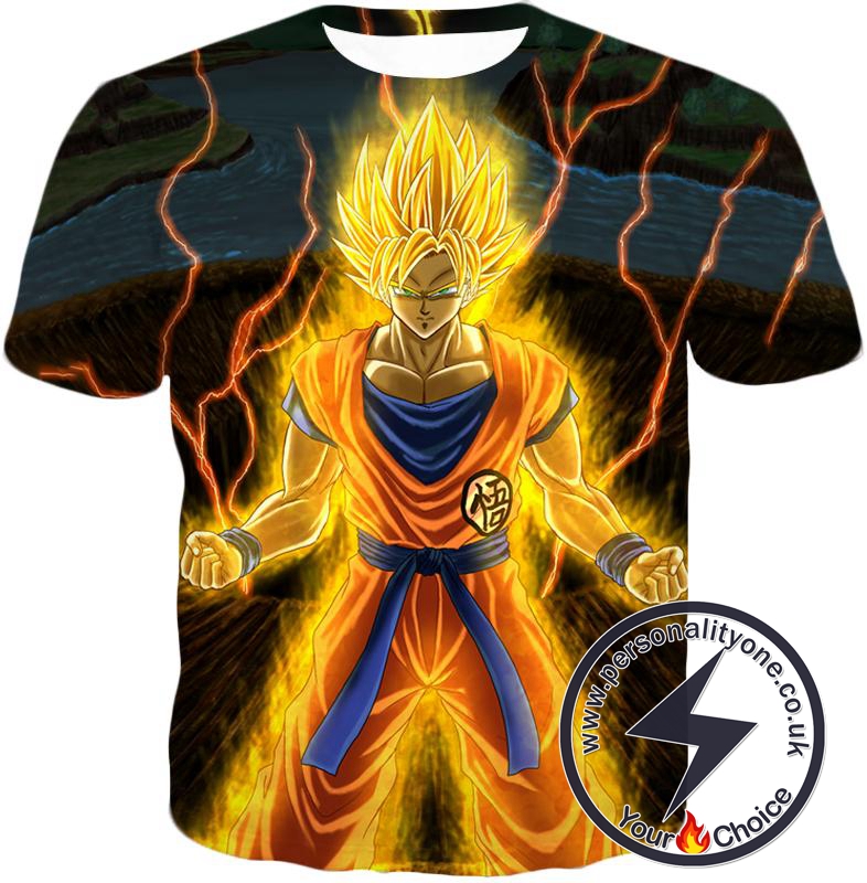 Dragon Ball Super Awesome Super Saiyan 2 Goku Cool Anime Promo Graphic T-Shirt