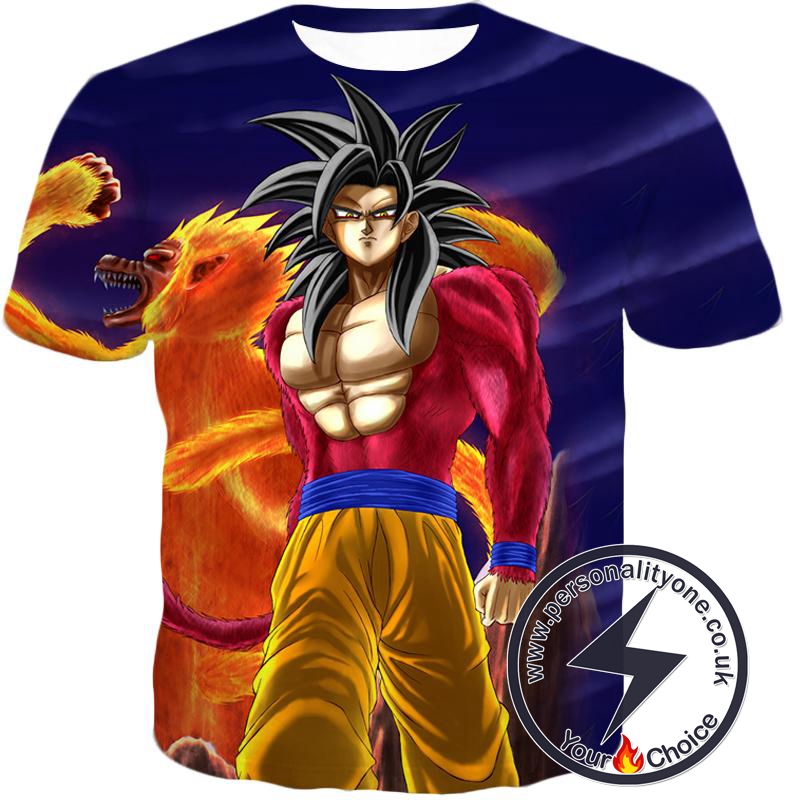 Dragon Ball Super Controlled Beast Form Goku Super Saiyan 4 Awesome Promo Blue T-Shirt