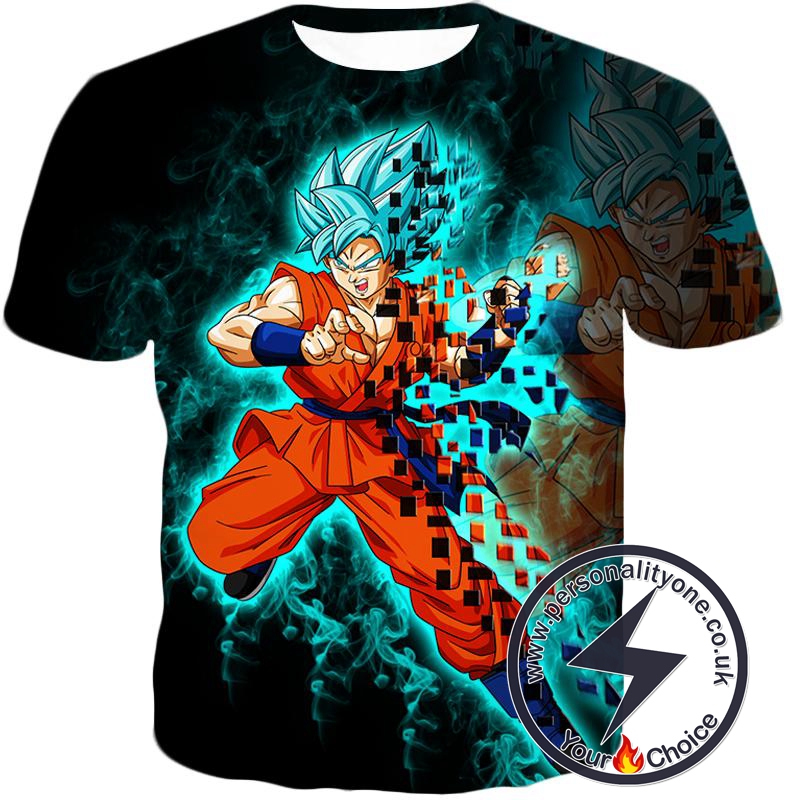 Dragon Ball Super Cool God Mode Goku Super Saiyan Blue Action Black T-Shirt