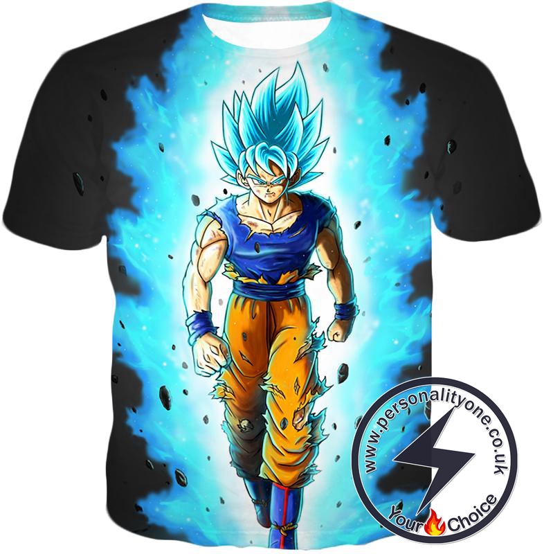 Dragon Ball Super Cool Goku Super Saiyan Blue Awesome Anime Promo Black T-Shirt